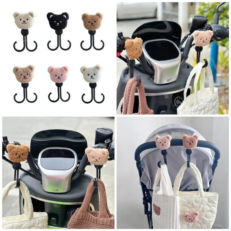 

Pram Hook Baby Stroller Double Hook Hanger Organizers for Diaper Bag Purse Cartoon Pushchair Hook