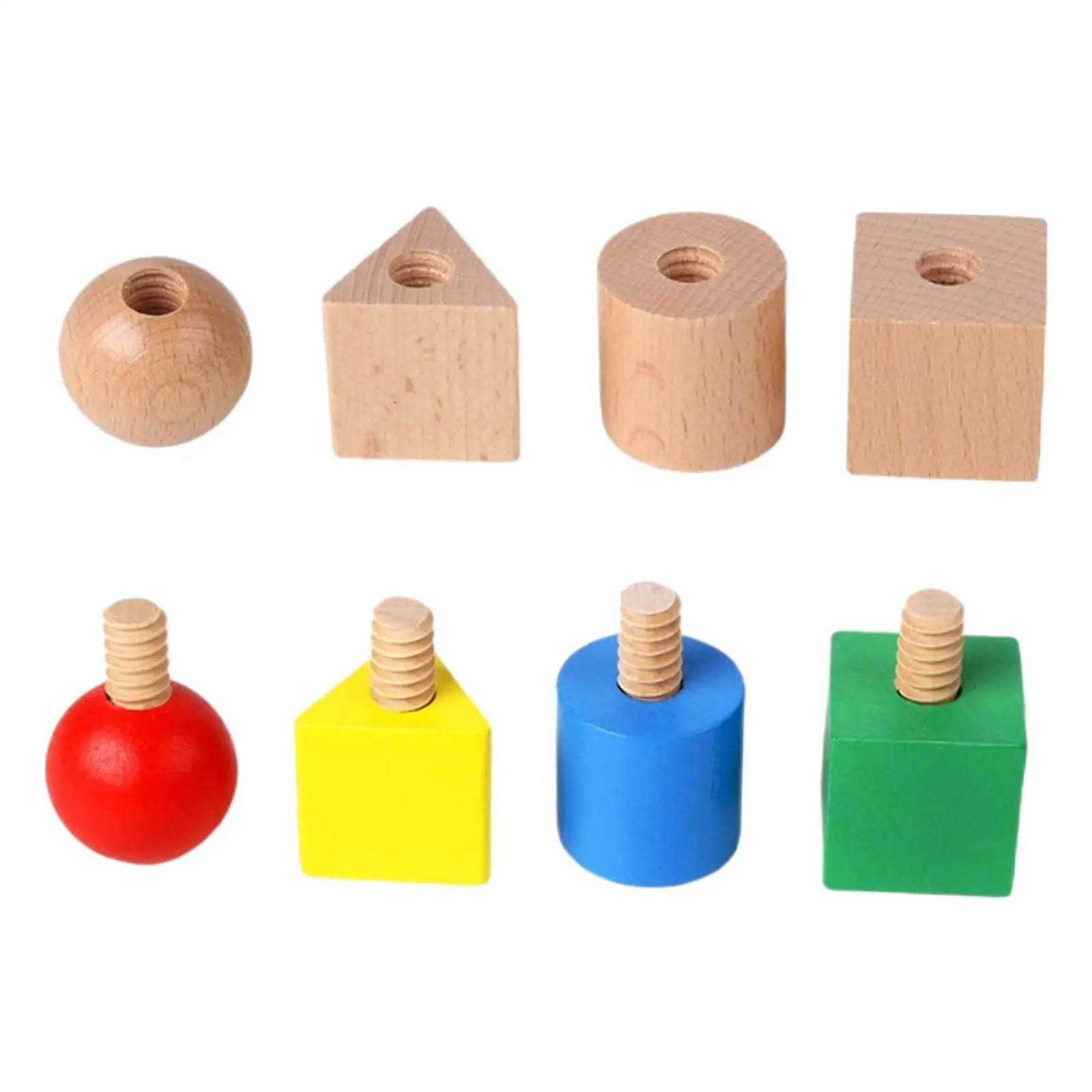 8Pcs Wooden Nuts and Bolts Staking Toy for Preschoolers Children Boys Girls