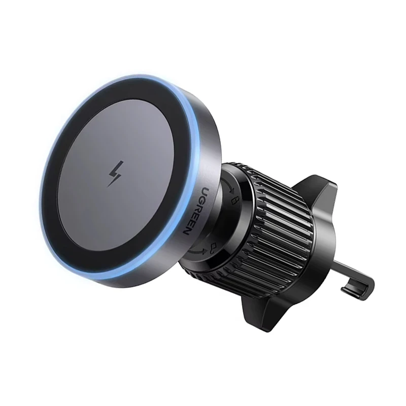 

Магнитный автомобильный держатель для телефона, подставка для беспроводного зарядного устройства, автомобильное зарядное устройство, светодиодная подсветка для зарядки 16, 15, 14 Pro Max