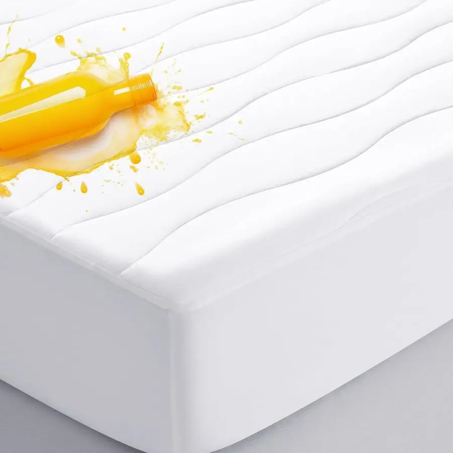 

King Cotton Mattress Protector, Breathable Pillow Top Mattress Cover, Soft Quilted Fitted Mattress Pad with Deep Pocket Fits Up