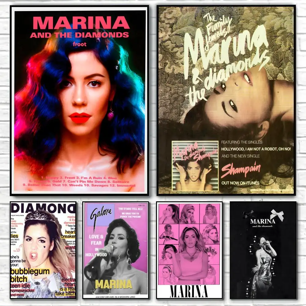 Pegatina de pared autoadhesiva impermeable para el hogar, decoración estética para sala de estar, dormitorio y bar S-Marina and the Diamonds