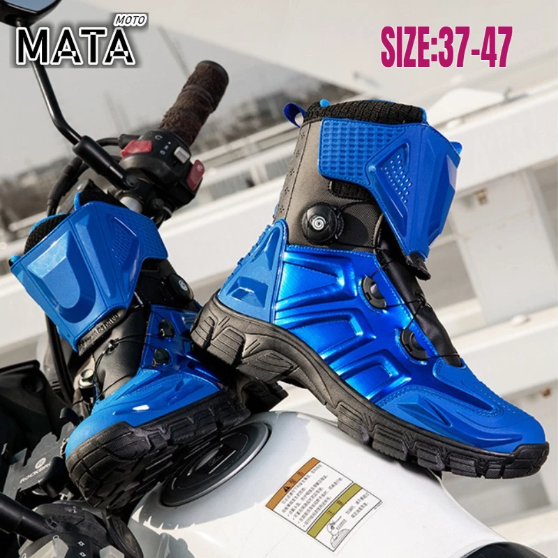 Men's Motorcycle Boots Outdoor Waterproof TPU Protective Moto Shoes Anti-slip Biker Motocross Riding Boot Botas De Motocicleta