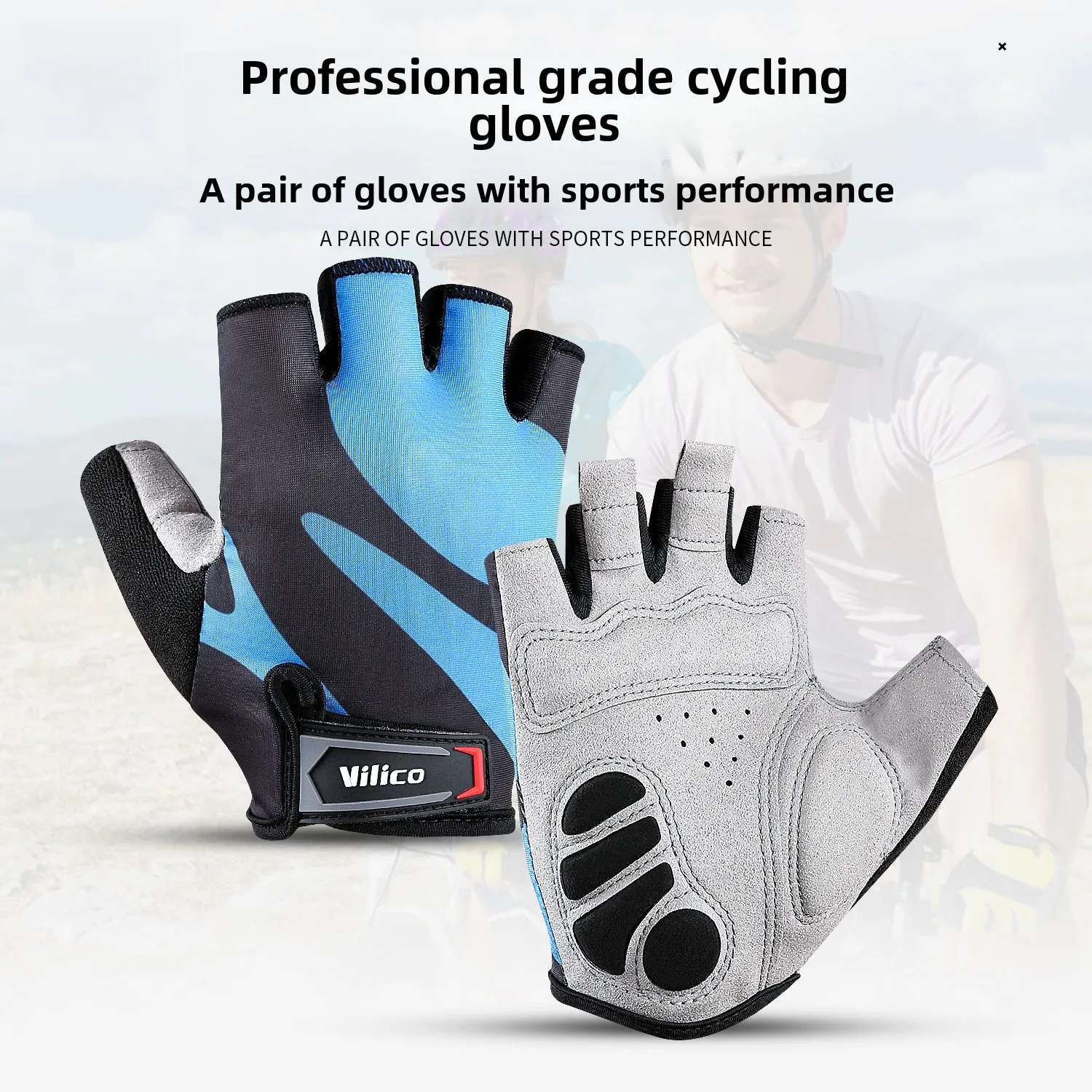 

Summer New Men's Road Cycling Cycling Gloves Half Finger Outdoor Sports Wear Shock Absorption Breathable Non-Slip Cycling Gloves
