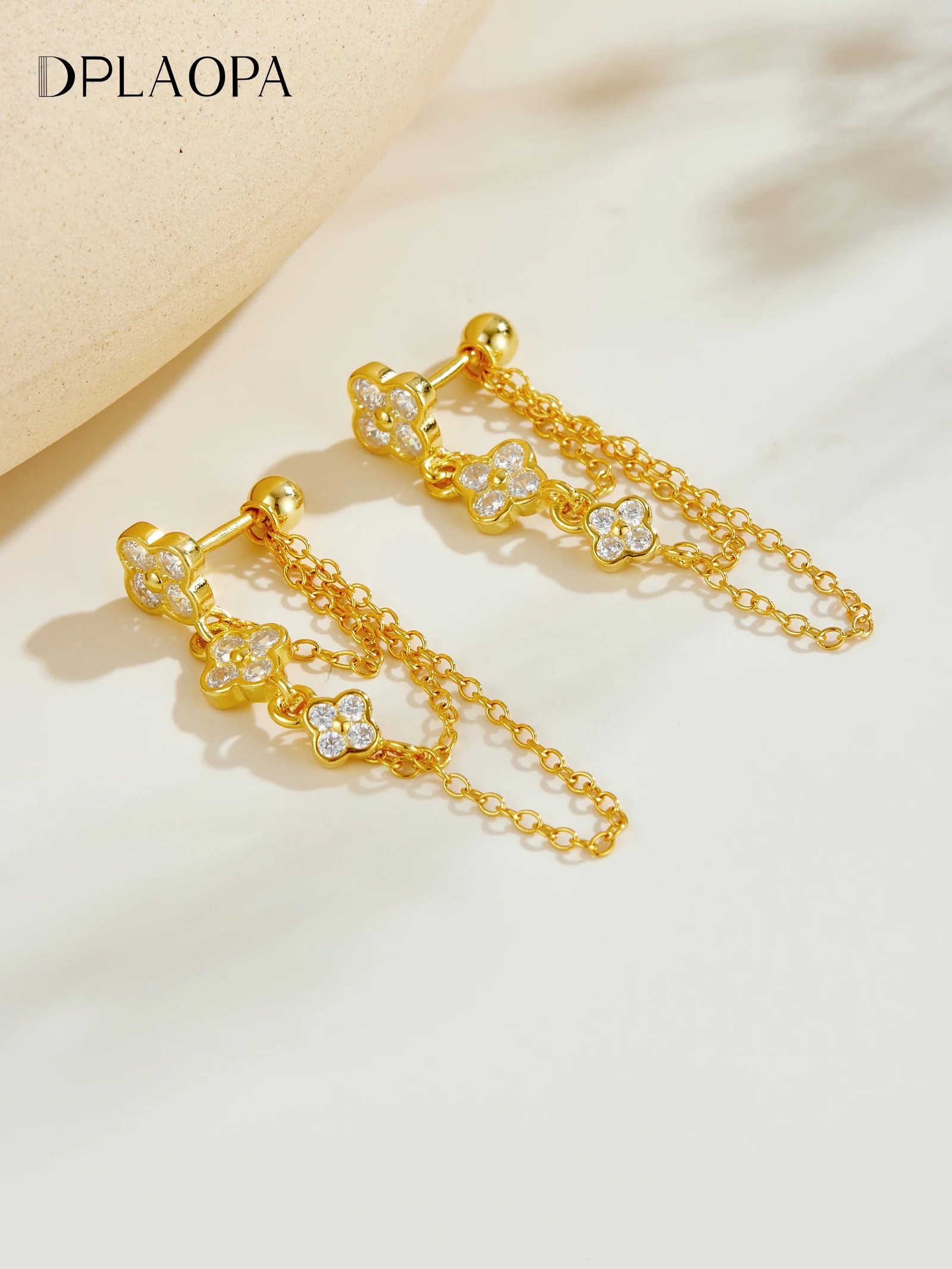 

DPLAOPA Women 925 Sterling Silver Clear CZ Zircon Long Chain Drop Earring Fine New Luxury Classic Fashion Party Jewelry Gift