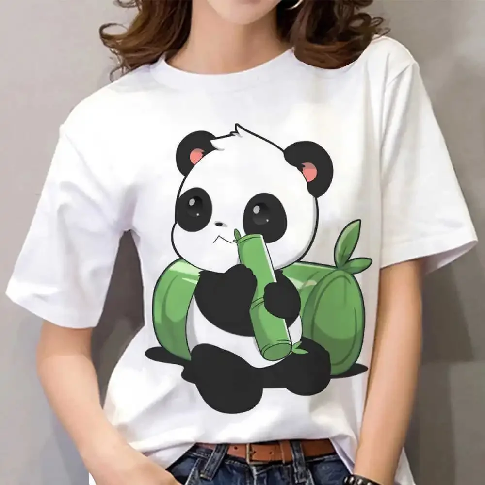 new style Panda Print Women's Casual Short Sleeve Fashion Everyday Everything T-shirt Oversized T Shirt  Aesthetic Clothes Tee