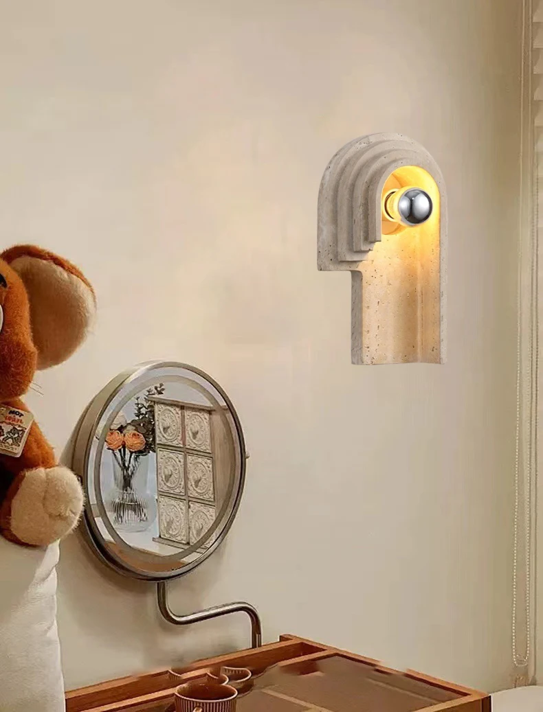 LED Wall Light E27 Bulb Real Stone Indoor