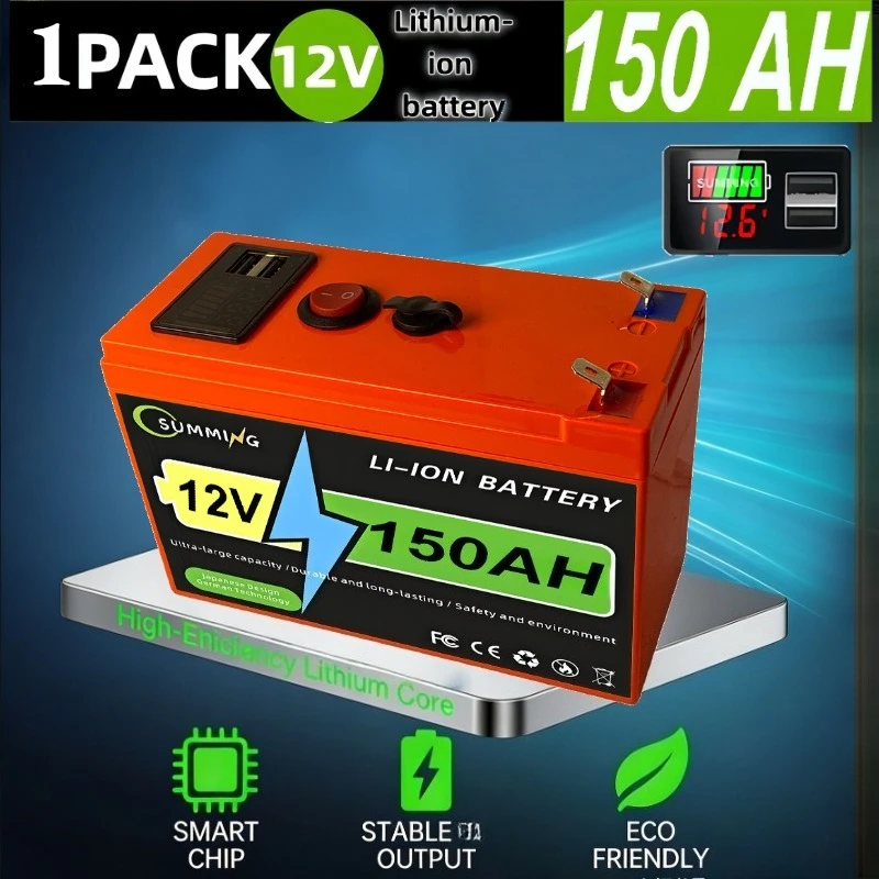 

12V 150Ah LiFePO4 Battery Built-in BMS Deep Cycle for Ride on Toys Solar Fish Finders Power Wheels
