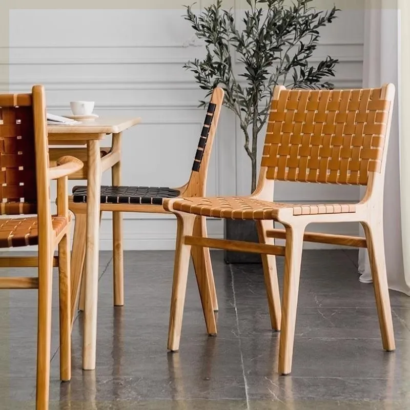 

French Rustic Brown Dining Chair Wood Legs Classic Sturdy Restaurant Dining Chair Comfortable Silla Para Comedor Furniture Home