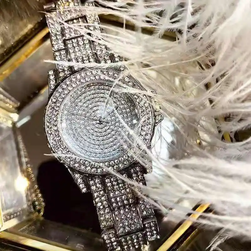 Watches for Women Iced Out Diamond Watch Quartz Rhinestone Cuban Watches CZ Blinged Out Watch Clock Gift wholesale Relogio Reloj