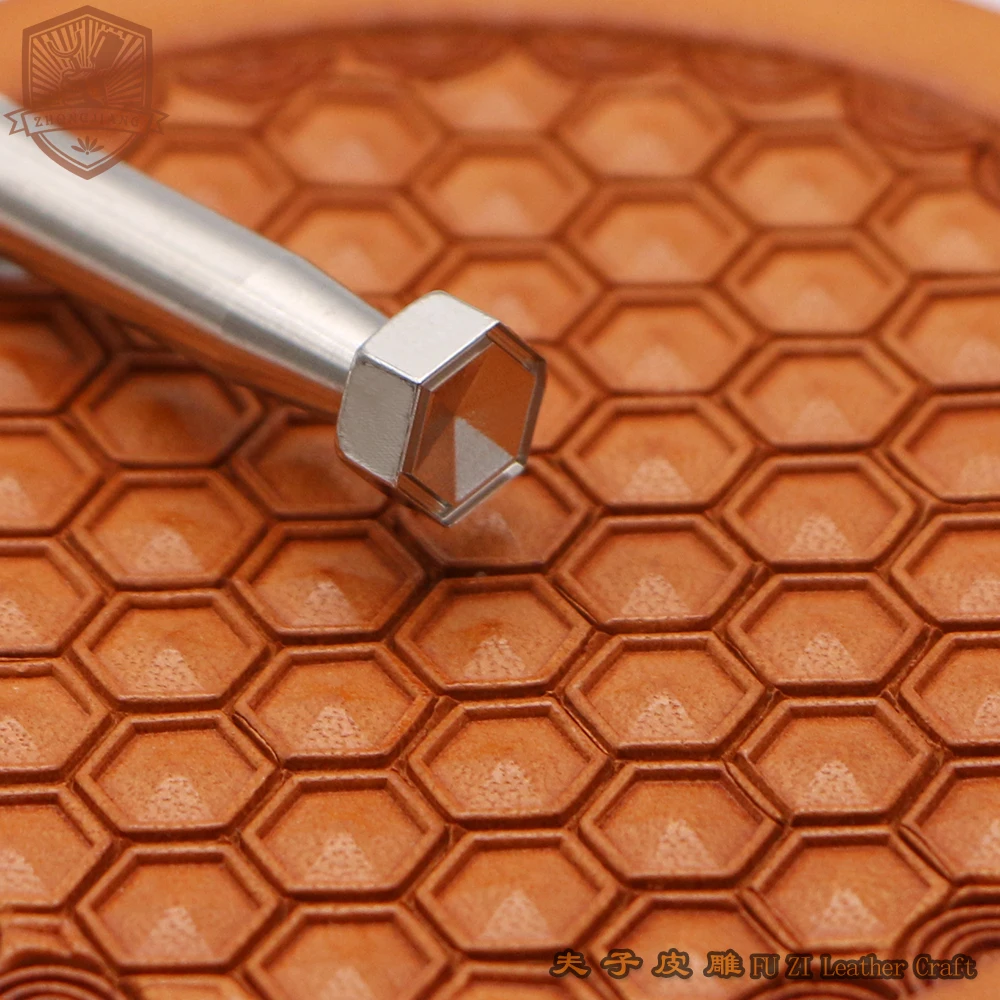 

E129 Инструмент для штампа кожи Полый шестигранный штамповка Рабочая резьба Перфораторы Инструменты для рукоделия ZHONGJIANG