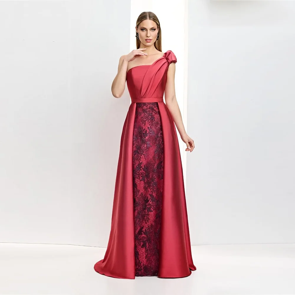 

Exquisite Wedding Party Dresses 2023 A-line One-shoulder Elegant Mother of the Bride Dress Lace Ruching Robes Invitée Mariage