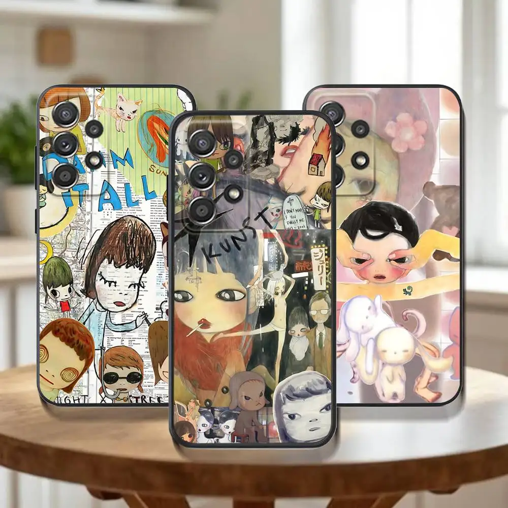 

Cute Y-Yoshitomo Nara Phone Case For Samsung Galaxy A 91,80,73,72,71,53,52,51,22,5G Shockproof Soft Black Cover