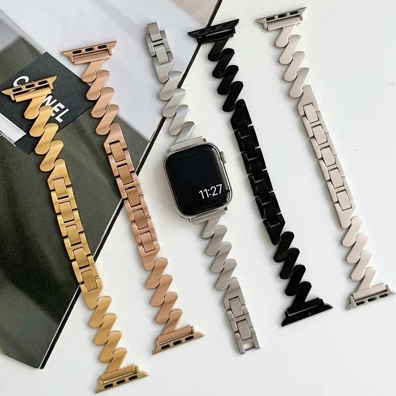 Chain Strap for Apple Watch band 8 49mm 45mm 42mm 44mm woman Bracelet for Iwatch Series 7 6 se 5 4 3 41mm 38mm 40mm correa