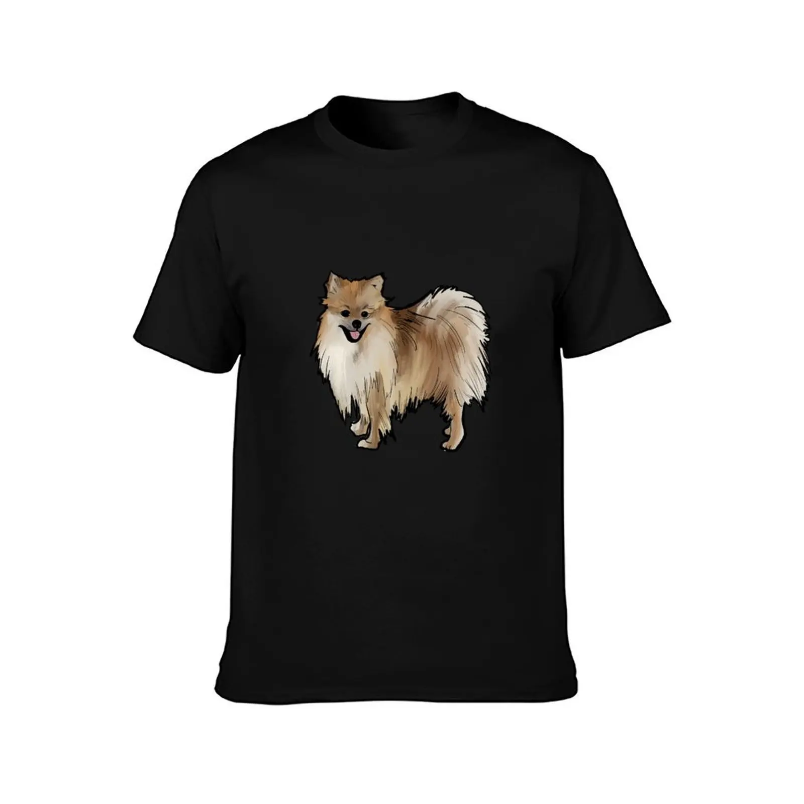 Pomeranian Dog T-Shirt Simple Casual Short Sleeve Tee T-Shirt
