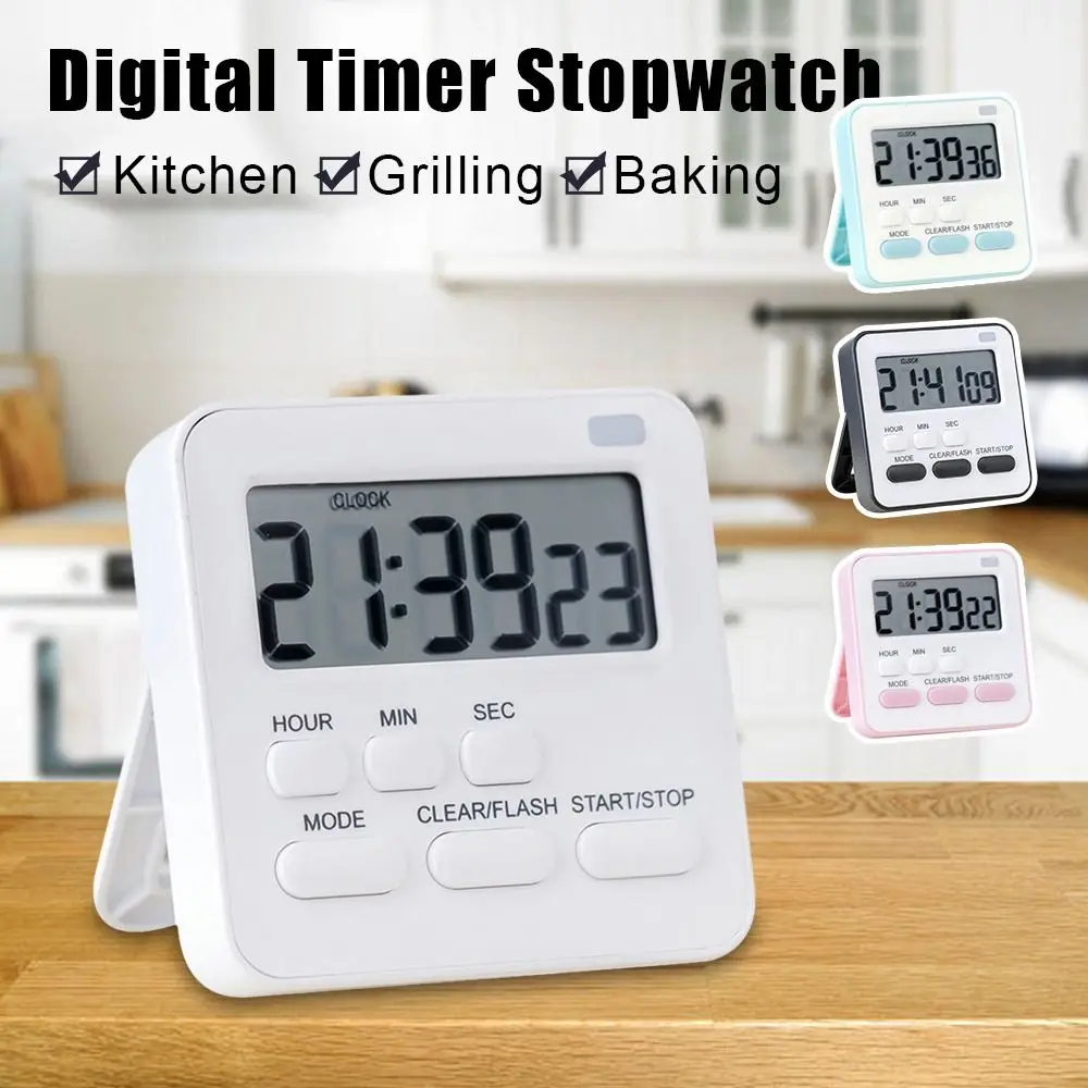 Portable Kitchen Tool Adjustable Desktop Digital Timer Stopwatch Electronic Alarm Clock Egg Timer Kitchen Timer