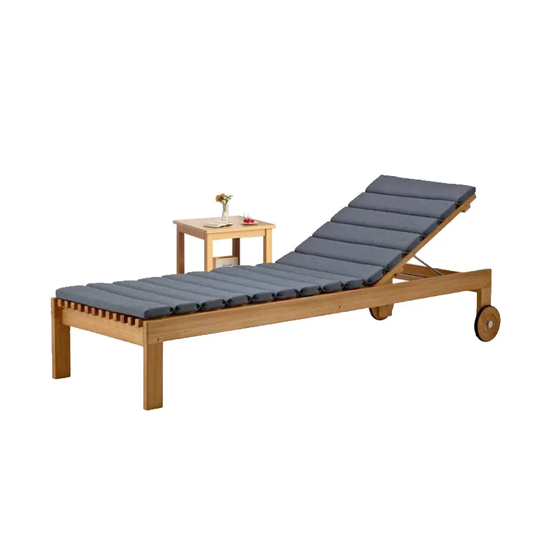

Teak outdoor lounge chair, hotel garden open-air preservative solid wood bed