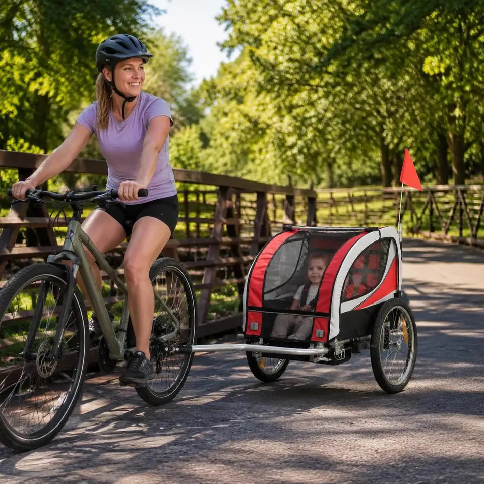 Toddler Bicycle Trailer with S Shaped Frame Red