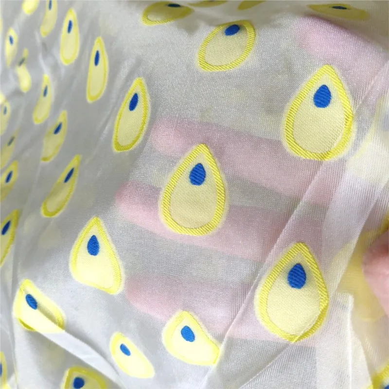 Yellow semi-transparent organza raindrop cut jacquard fabric dress bouquet decorative gauze