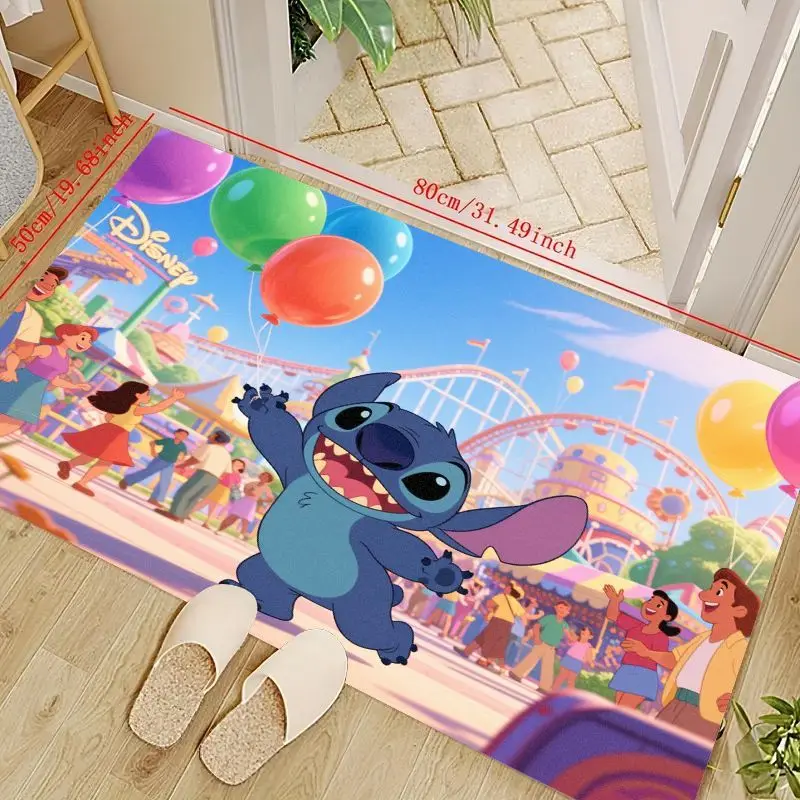 

1 шт. коврик для пола с героями мультфильмов Disney Lilo & Stitch, нескользящий коврик для парка развлечений Cute Stitch для детей, спальни, гостиной