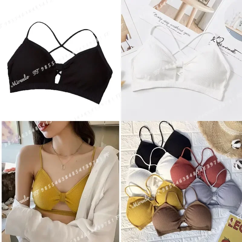 2023 Sexy Threaded Sports Yoga Bra Pure Cotton Fitness Top Breathable Strap Underwear with Pad Wrap Chest Support