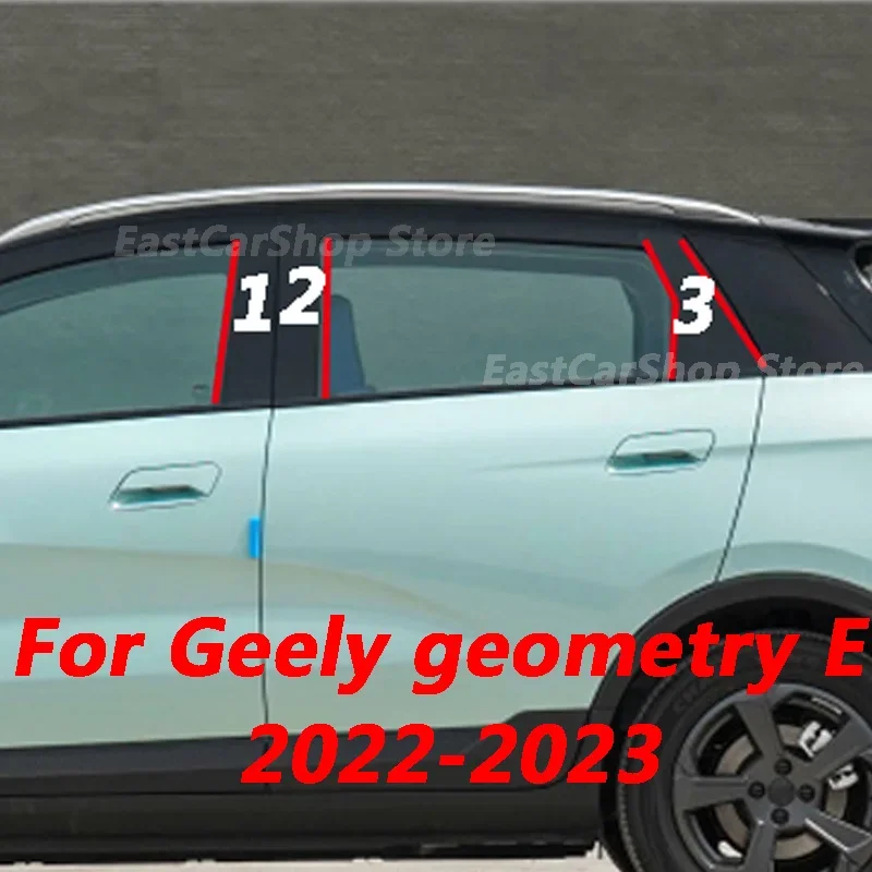 

For Geely Geometry E 2022 2023 Car Middle Column PC Window Trim Decoration B C Pillar Glossy Strip Sticker Accessories Cover