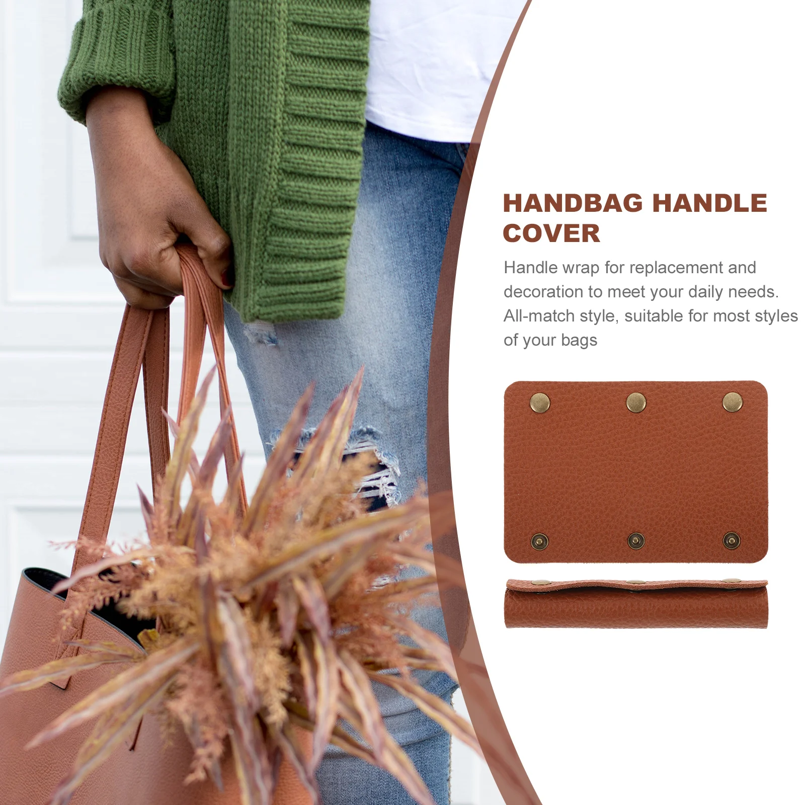 

2Pcs Bag Wrap Handbag Handle Cover PU Sleeve Luggage Handle Belt Comfortable Elastic Design Durability Craftsmanship