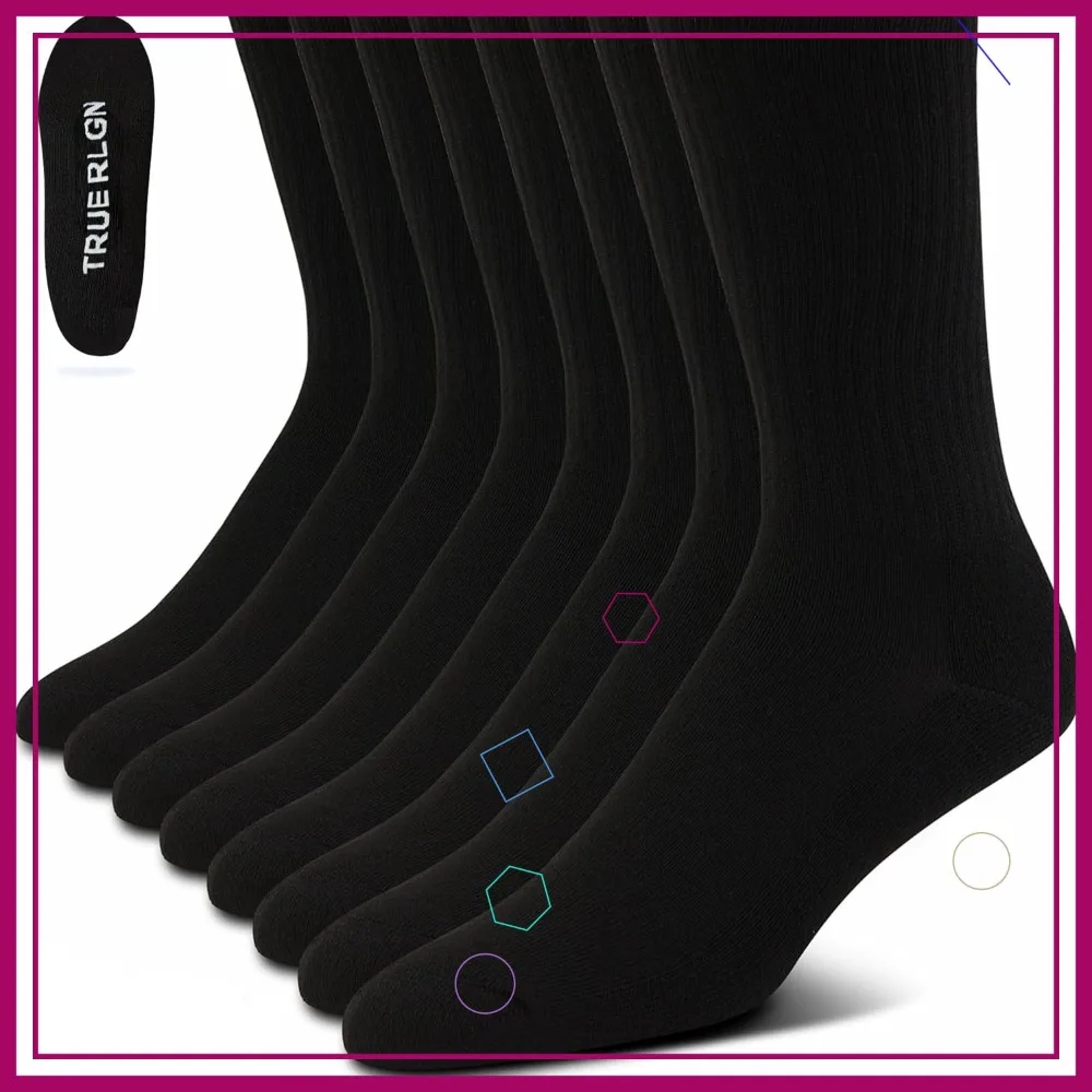 

8 Pairs Premium Athletic Men's Crew Socks, Shoe Size 8-12, Cushioned Comfort
