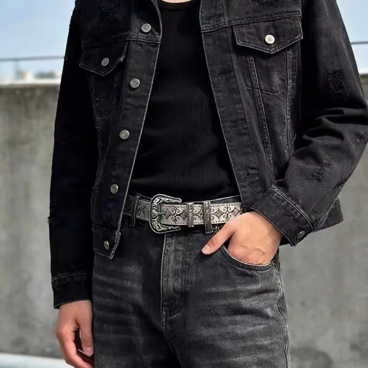 Grunge Style Y2K Belt New Niche Design Totem Studs Embossed Unisex Waist Belt