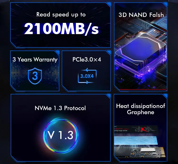 HUADISK M2 SSD NVMe Gen 3 SSD 1TB 512GB 256GB 128GB Internal Solid State Hard Disk M.2 PCIe 3.0x4 2280 SSD Drive for Laptop PC