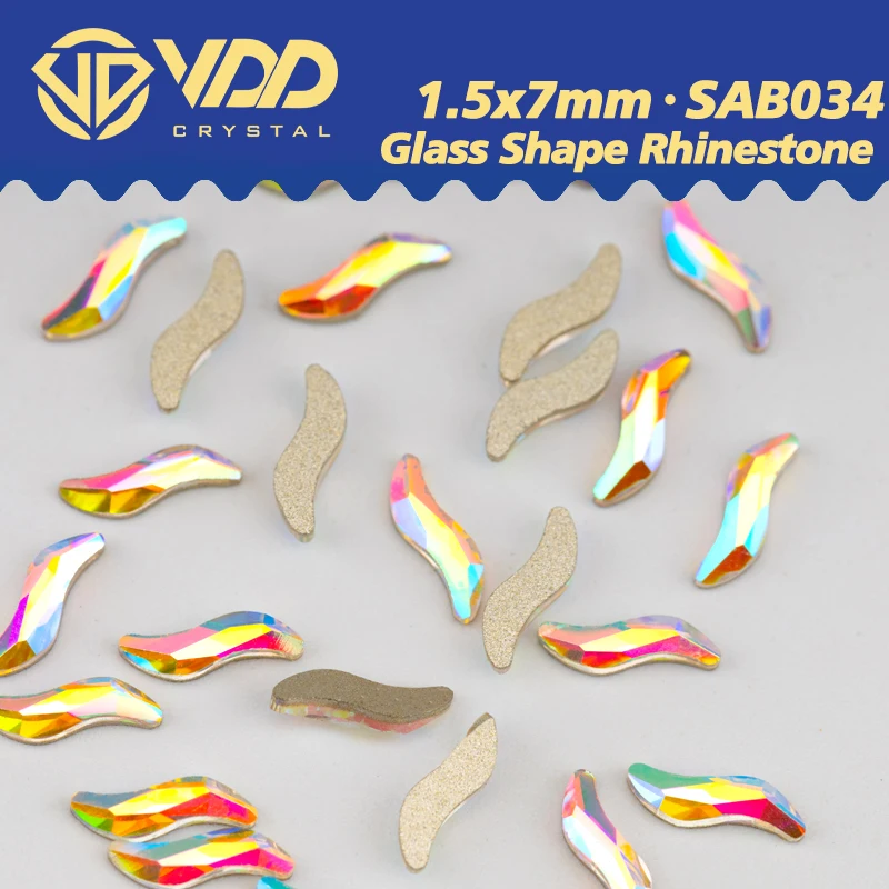 VDD 1,5 x 7 mm 100/500/1440 Stück Glasform Kristall Strass Kristall AB Flatback Diamant DIY Nail Art Dekoration SAB34