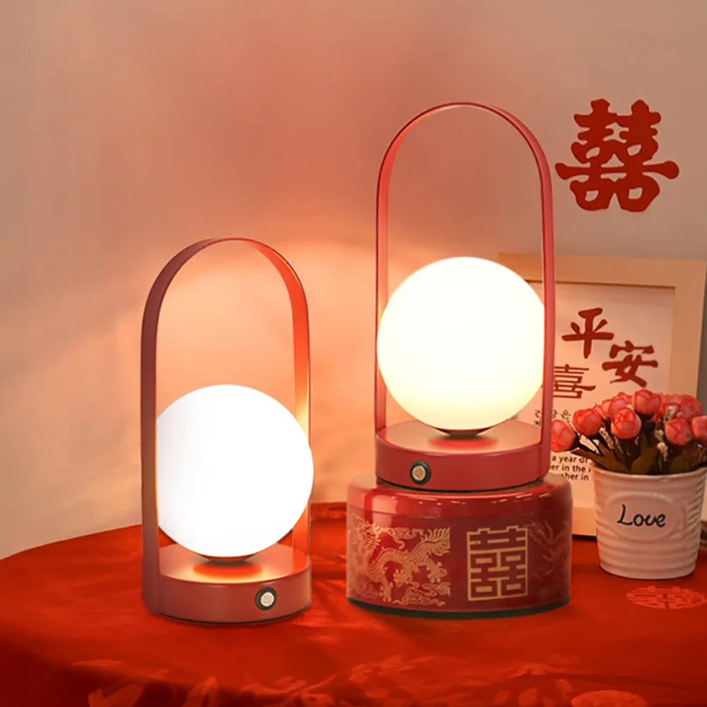 Wedding Red Decoration Table Lamp Bedroom Bedside Lamp Wedding Room Accompanying Lamp Long Bright Lamp