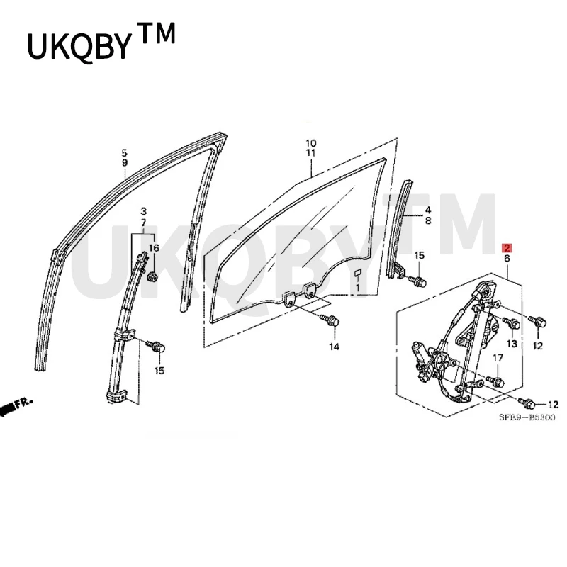 Car Front door electric glass lifter assembly Window lifter 2004-Hon daO DYS SEY RB1 glass door upper and lower fixing bracket