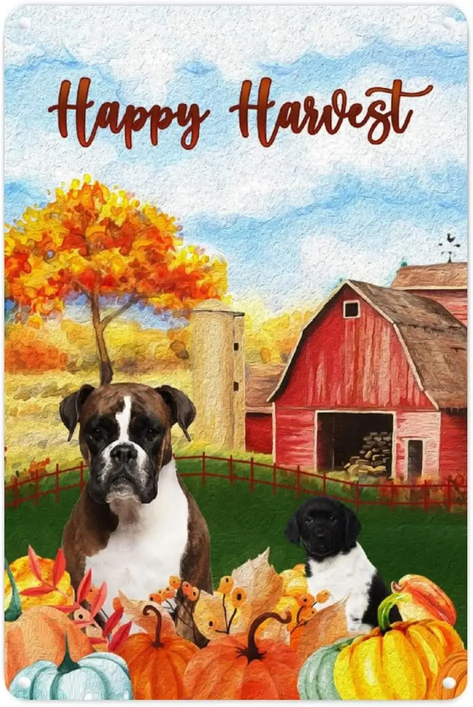 

Give Thanks Thanksgiving Metal Wall Sign White Swiss Shepherd Dog Metal Plaque Happy Harvest Fall Pumpkin Farm Dog Metal Sign Ir