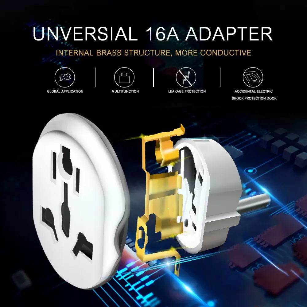 US To EU Europe Plug Power Plug 16A 250V 2 Round Pin Socket AU UK CN US To EU Plug EU Plug Adapter EU Plug Power Plug Adapter