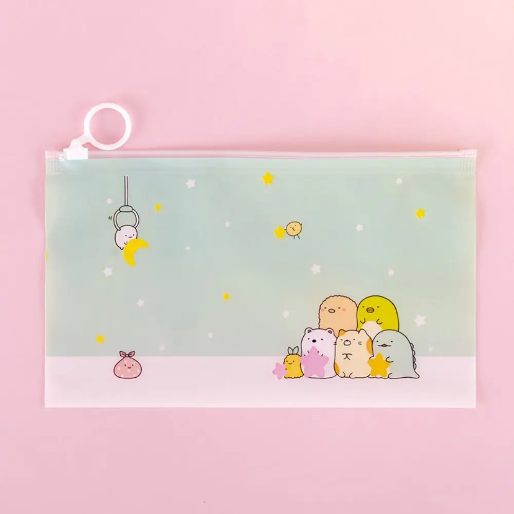 Large Capacity Pvc Zipper Pouch Zipper Type Waterproof File Bag Cartoon Transparent Zip File Folders School Office Supplies