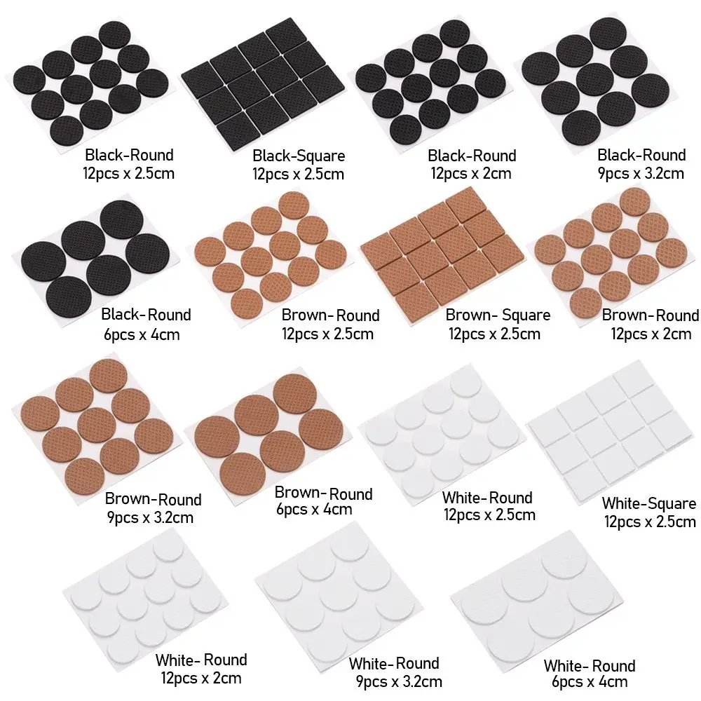 6/9/12Pcs Furniture Leg Soft Bumper Chair Fittings Self-adhesive Anti Noisy Floor Protector Furniture Leg Pads Anti-slip Mat