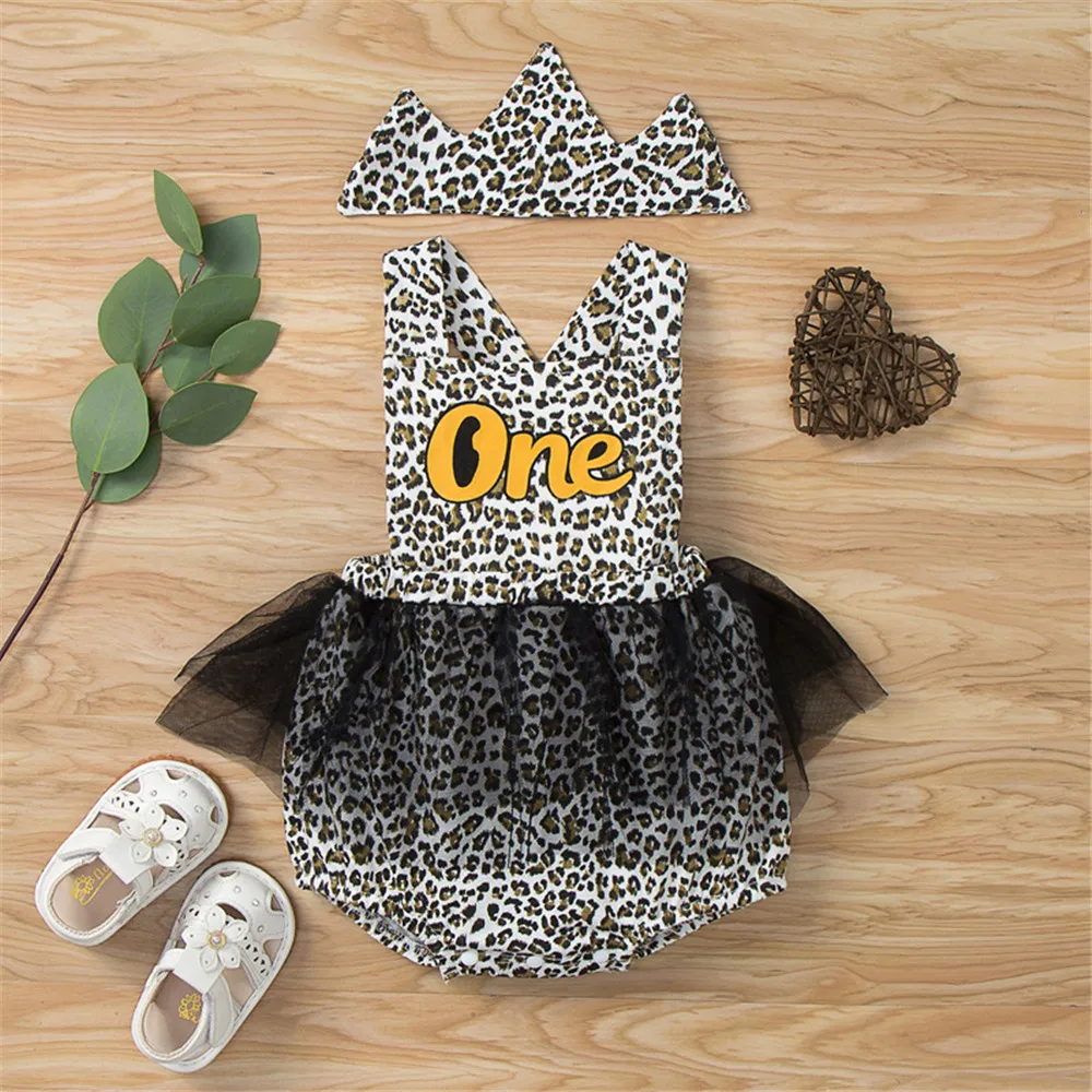 

Newborns Baby Girl Romper Letter Leopard Print Jumpsuit Toddler Girl Jumpsuit Summer Overalls Suspender Infant Clothing