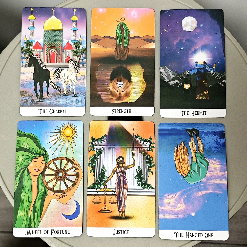 10.3*6 سنتيمتر Mystic Soul Tarot 78 قطعة بطاقات ، ألوان نابضة بالحياة عبر سطح السفينة ، لرفع طاقة القارئ