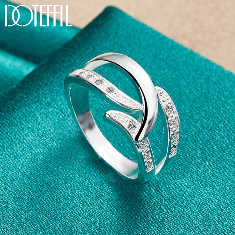 DOTEFFIL 925 Sterling Silver AAAAA Zircon Ring Classic For Woman Fashion Wedding Engagement Party Gift Charm Jewelry