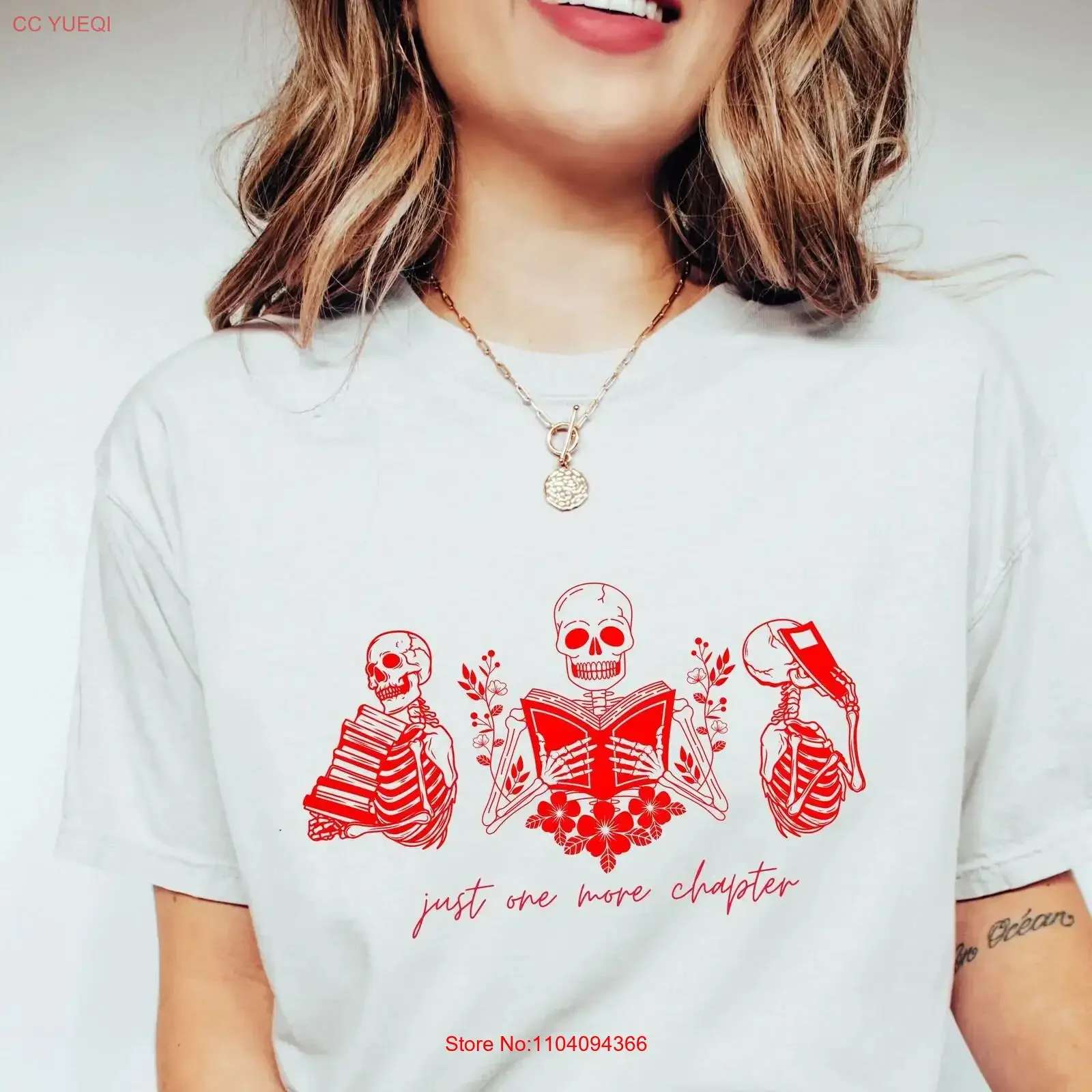 Just one more chapter book shirt skeleton flowers club shirts for lovers reading lover gift T vintage Washed Slightly Stylish