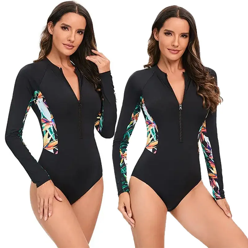 Nadanbao Sexy Hollow Out Bodysuit Swimsuit Women Black Surfing Wetsuit One Piece Swimsuit Female Designer Long Sleeve Swimwear