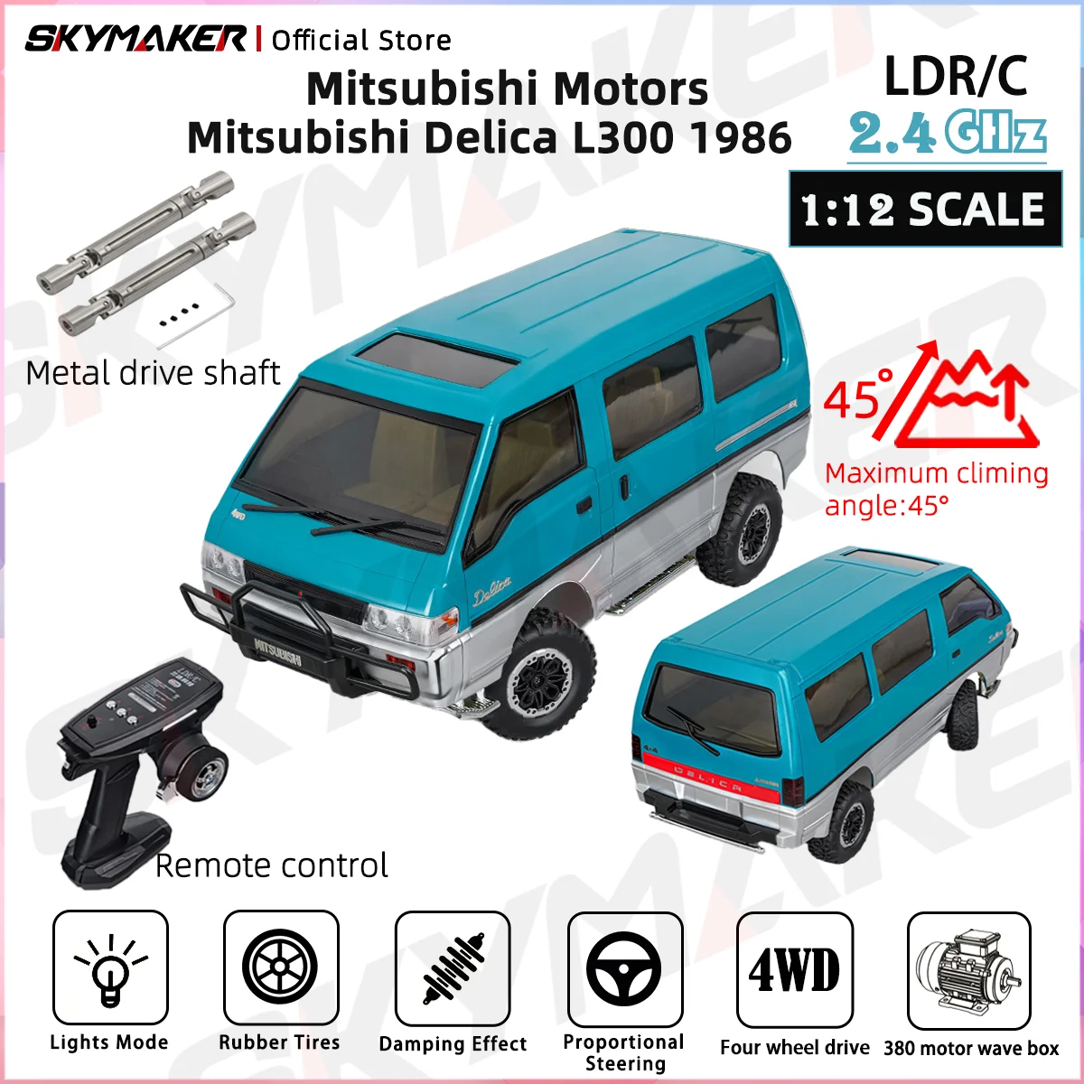 

New Hot LDRC LD1296 1/12 Scale RC Car RC 4X4 Road Truck 2 Speed Transmission Metal Gearbox ESC 2.4G LED Light Toy for Boys Gift