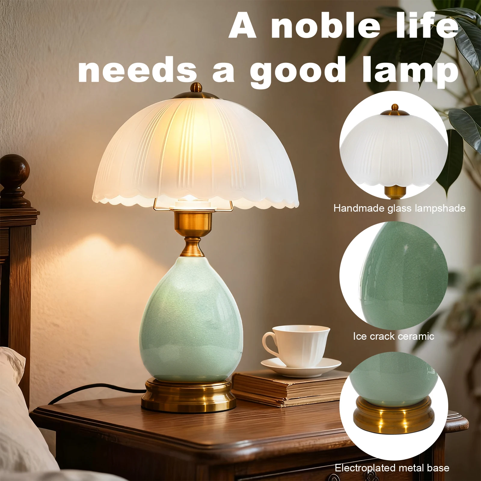 Vintage Green Ceramic Lamp 4