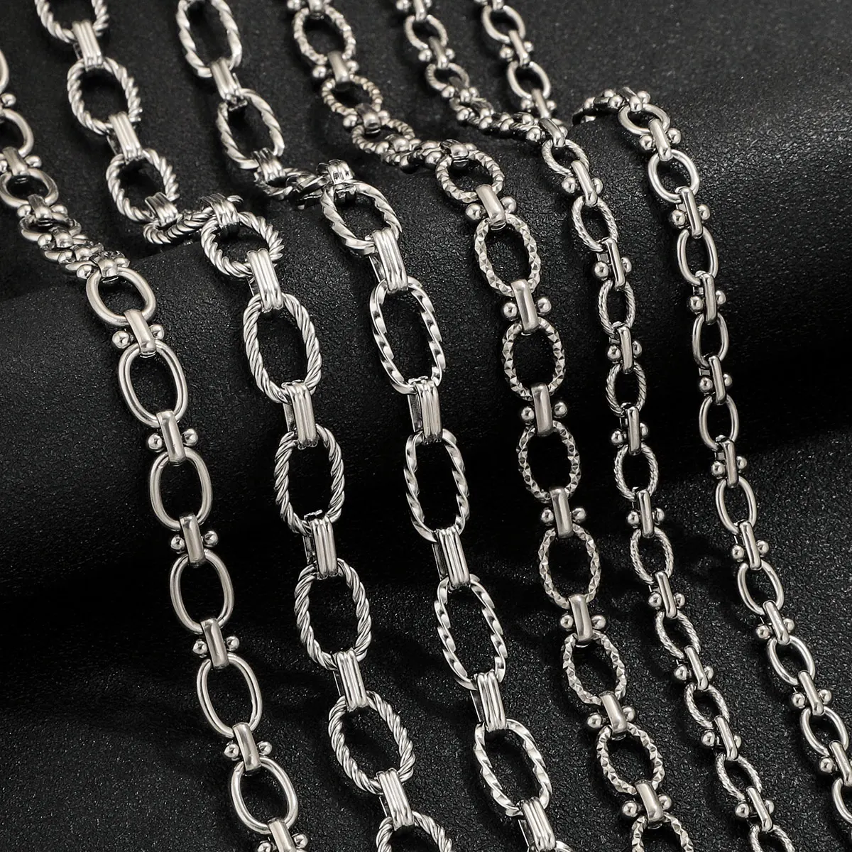 1M 새로운 고품질 스테인레스 스틸 두꺼운 체인 멀티 스타일 계란 버클 바벨 성격 펑크 DIYBracelet 목걸이를 퇴색하지 마십시오