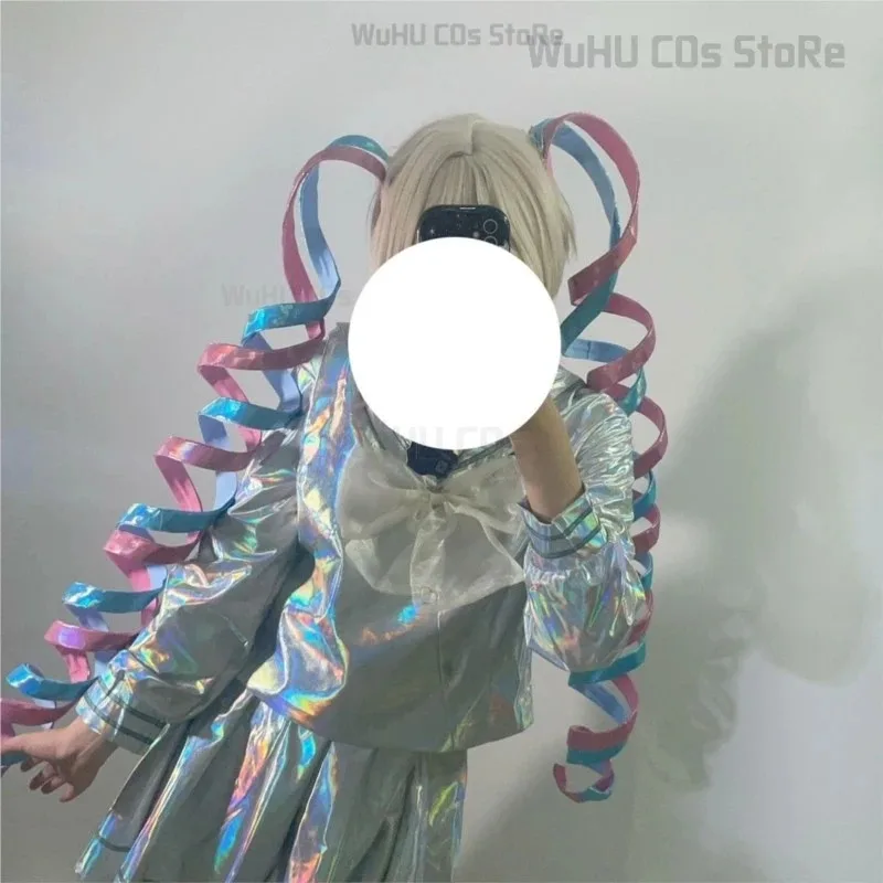 

25COSNEEDY GIRL STREAMER OVERDOSE Kangel Rain Cosplay Wig Hair PonyTail Hairclip Handmade Prop 1.2M 1.8M Shiny Ribbon Pink Blue