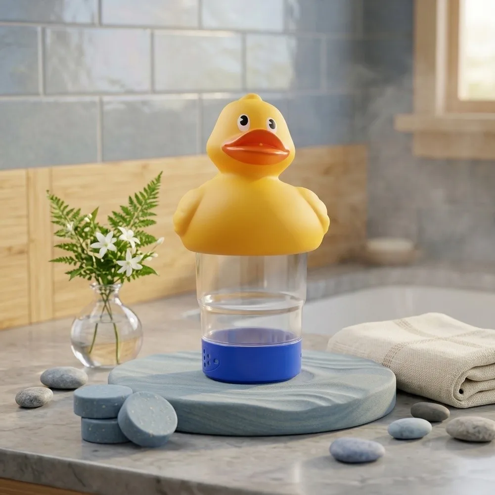 Pool Duck Floater Dispenser for or Bromine Use Heavy-Duty ABS with Clear Body and Precision-Controlled Dispensing Vent