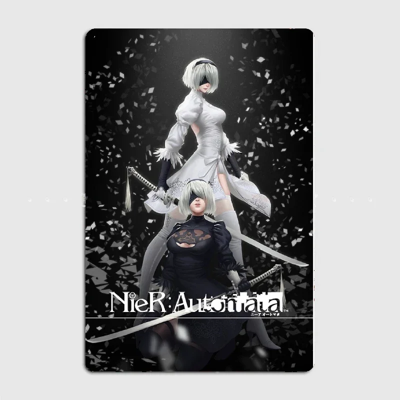 NieR Automata 2B Japan Ink Metal Print Plaque Poster Kitchen Cinema Kitchen Design Wall Decor Tin Sign Poster