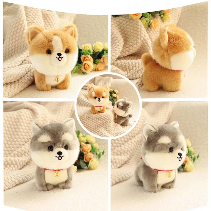 ZU Kawaii Teddy Pets realistico Fluffy Puppy Soft Doll Cute Small Chow Pomeranian Corgi Yorkie peluche con regalo di fascino per ragazza