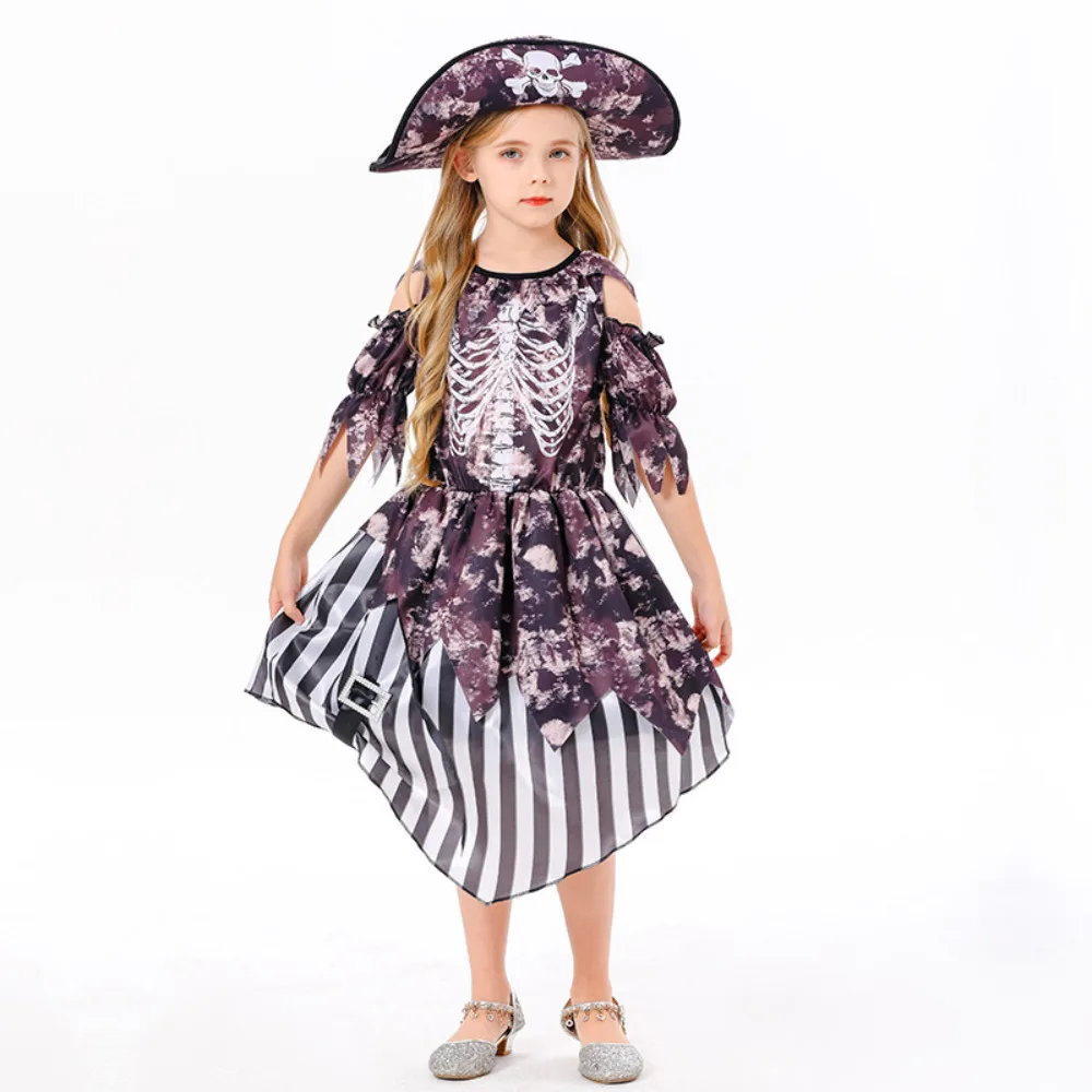 Disfraz de pirata para niñas, conjunto completo de vestidos, uniformes para niños, ropa de actuación para fiesta de Carnaval y Halloween, juego de rol