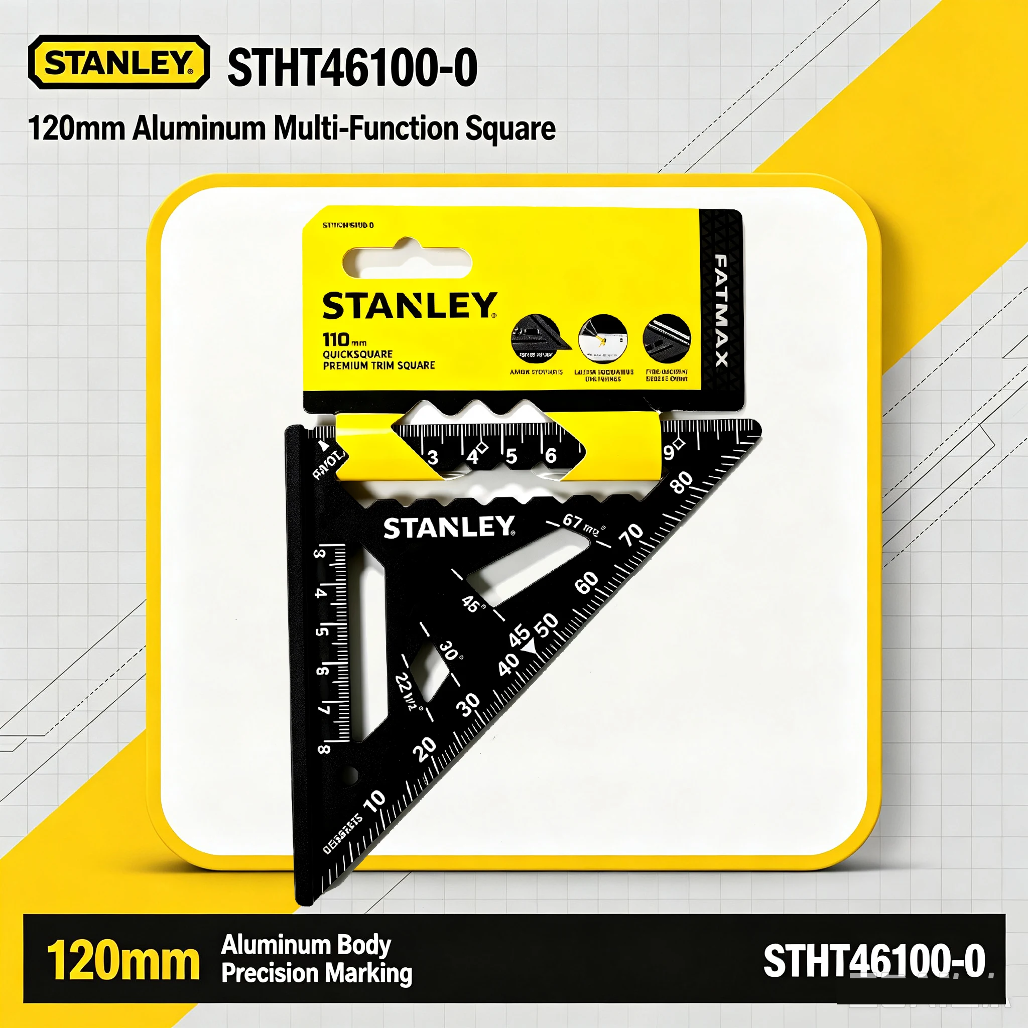 STANLEY STHT46100-0 FATMAX 110 мм алюминиевый быстросъемный угольник премиум-класса для разметки каркасов и направляющая для пилы в столярных работах